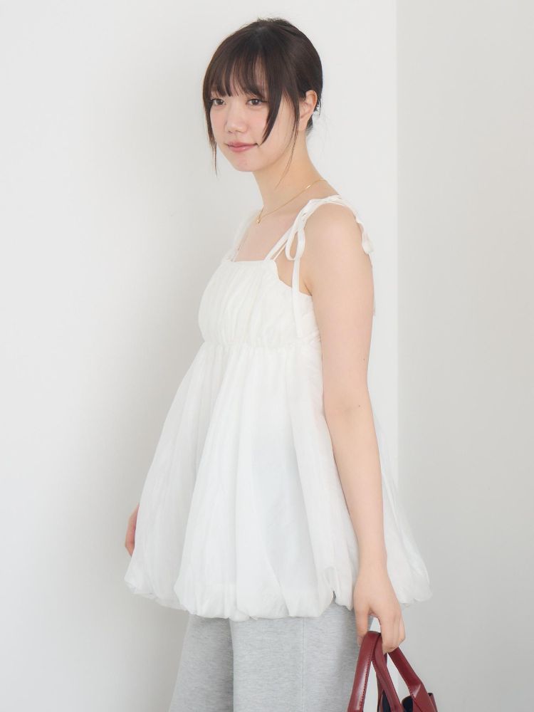レトロガール RETRO GIRL 肩リボンバルーンミニOP （P/WHT） P/WHT
