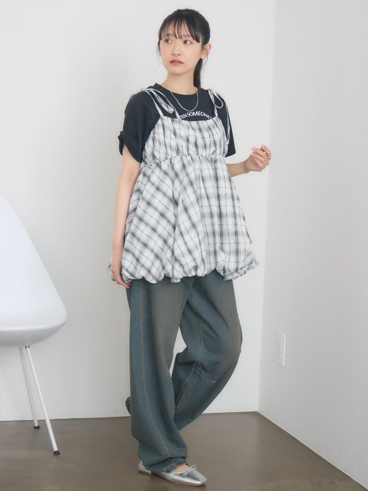 レトロガール RETRO GIRL 肩リボンバルーンミニOP （P/WHT） P/WHT