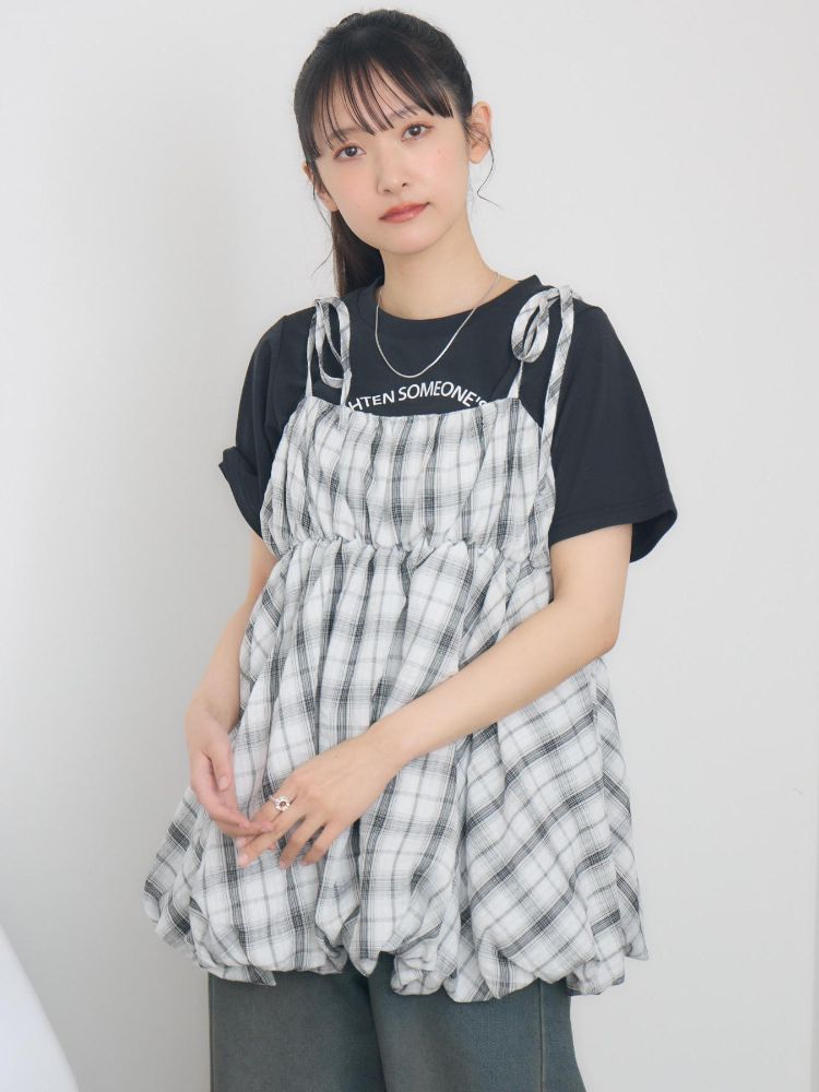 レトロガール RETRO GIRL 肩リボンバルーンミニOP （P/WHT） P/WHT