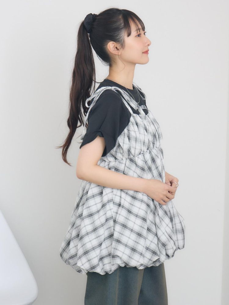 レトロガール RETRO GIRL 肩リボンバルーンミニOP （P/WHT） P/WHT