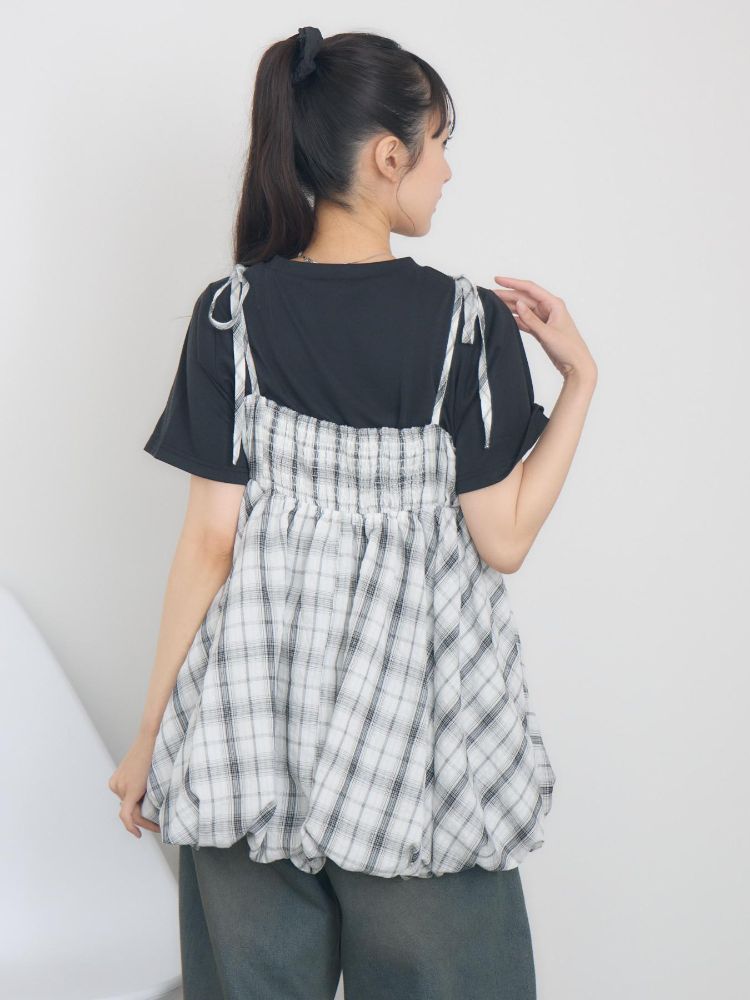 レトロガール RETRO GIRL 肩リボンバルーンミニOP （P/WHT） P/WHT