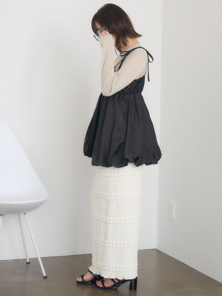 レトロガール RETRO GIRL 肩リボンバルーンミニOP （P/WHT） P/WHT
