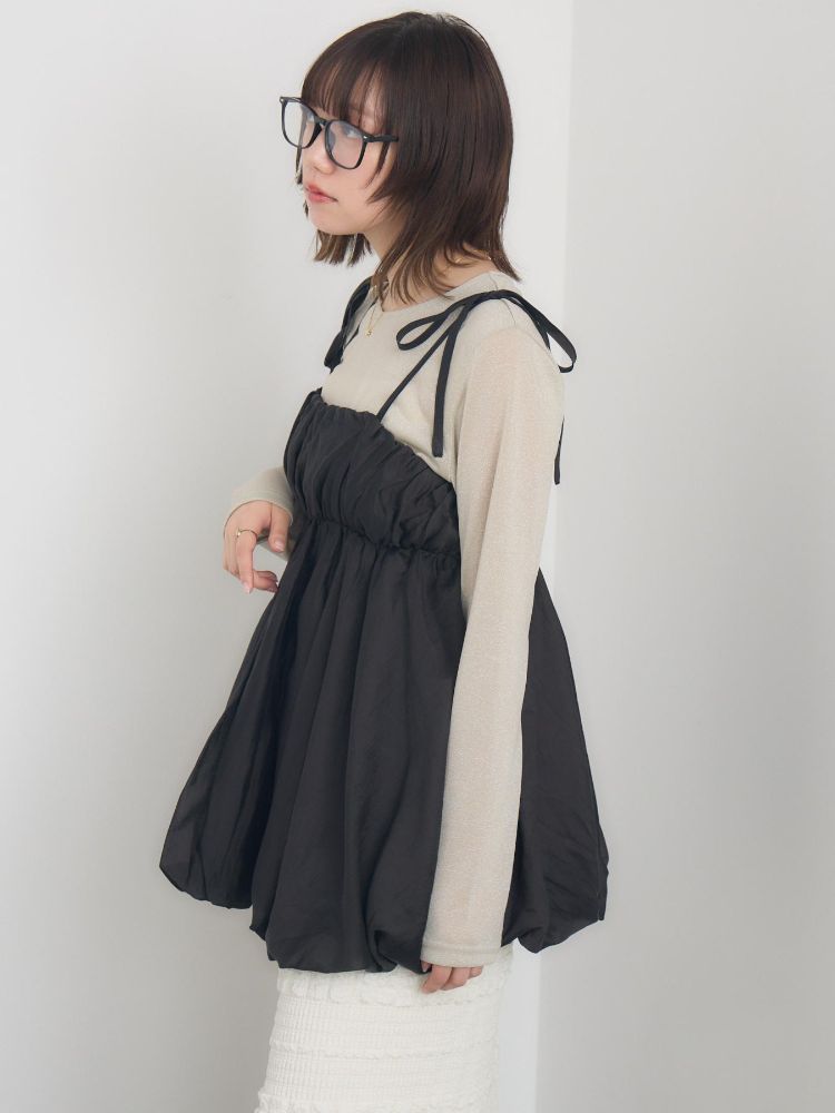 レトロガール RETRO GIRL 肩リボンバルーンミニOP （P/WHT） P/WHT