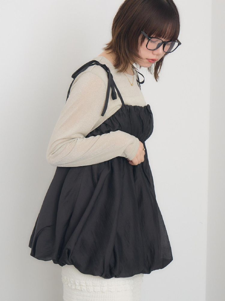 レトロガール RETRO GIRL 肩リボンバルーンミニOP （BLK1） BLK1