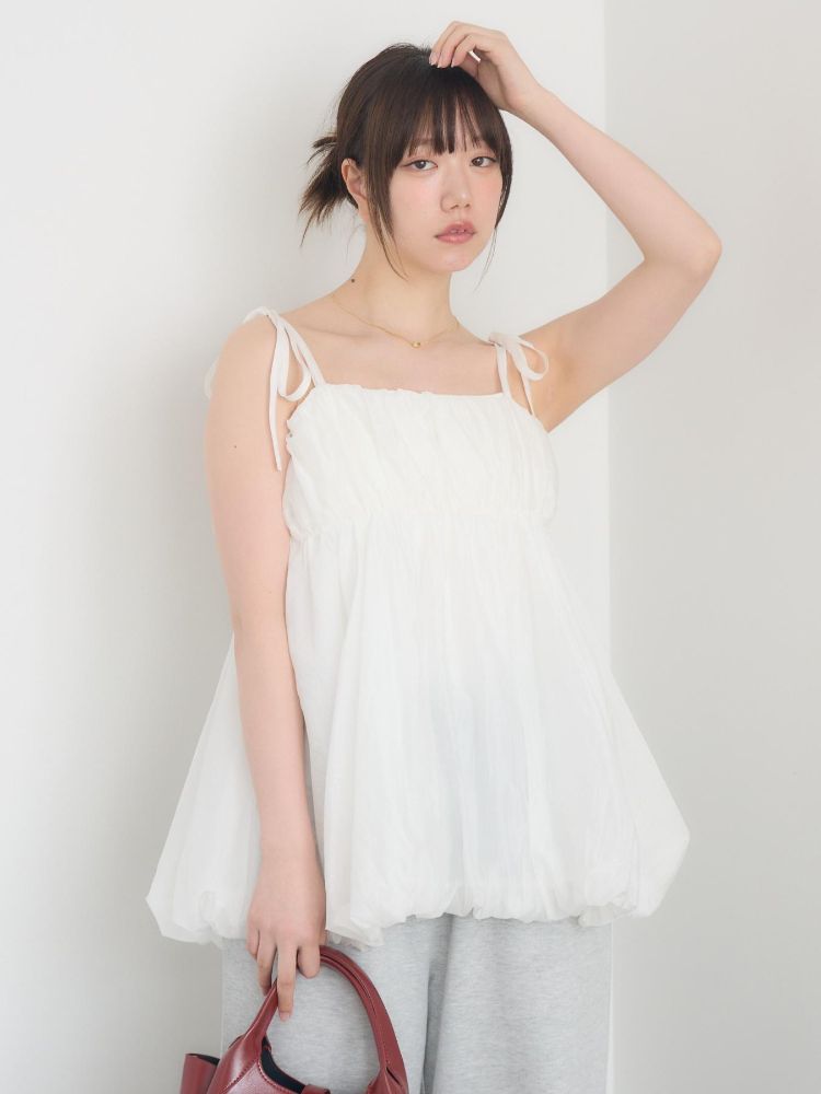 レトロガール RETRO GIRL 肩リボンバルーンミニOP （WHT2） WHT2