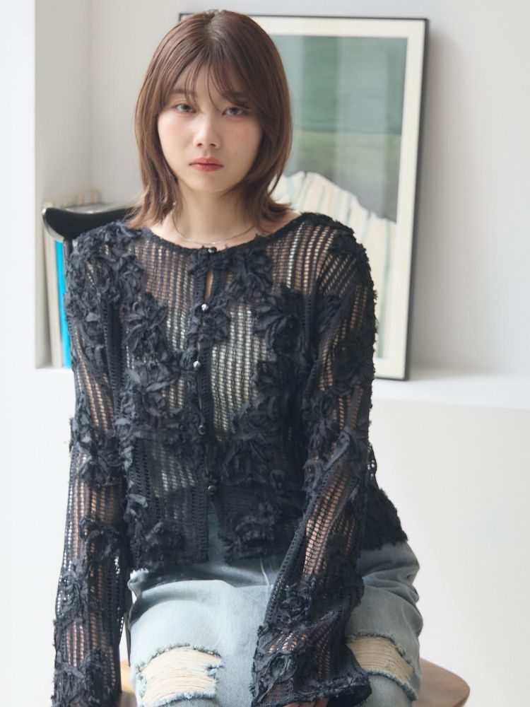 レトロガール RETRO GIRL フラワーメッシュカーデ （BLK1） BLK1