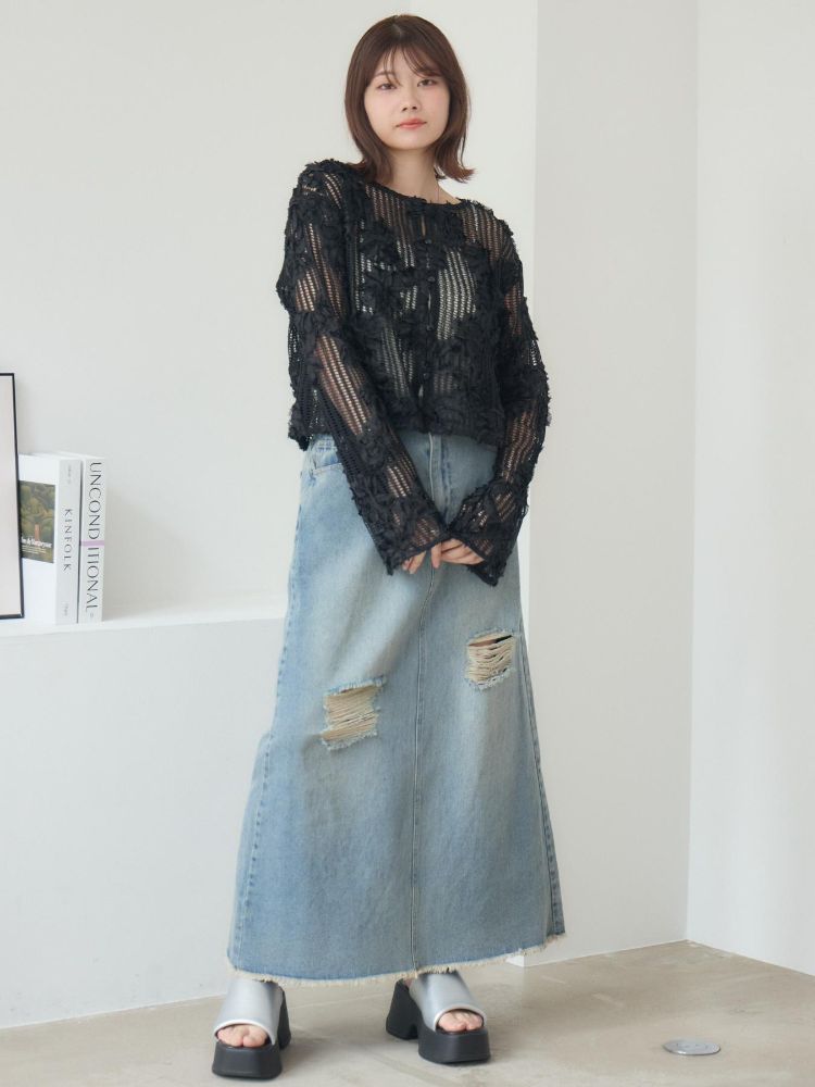 レトロガール RETRO GIRL フラワーメッシュカーデ （BLK1） BLK1
