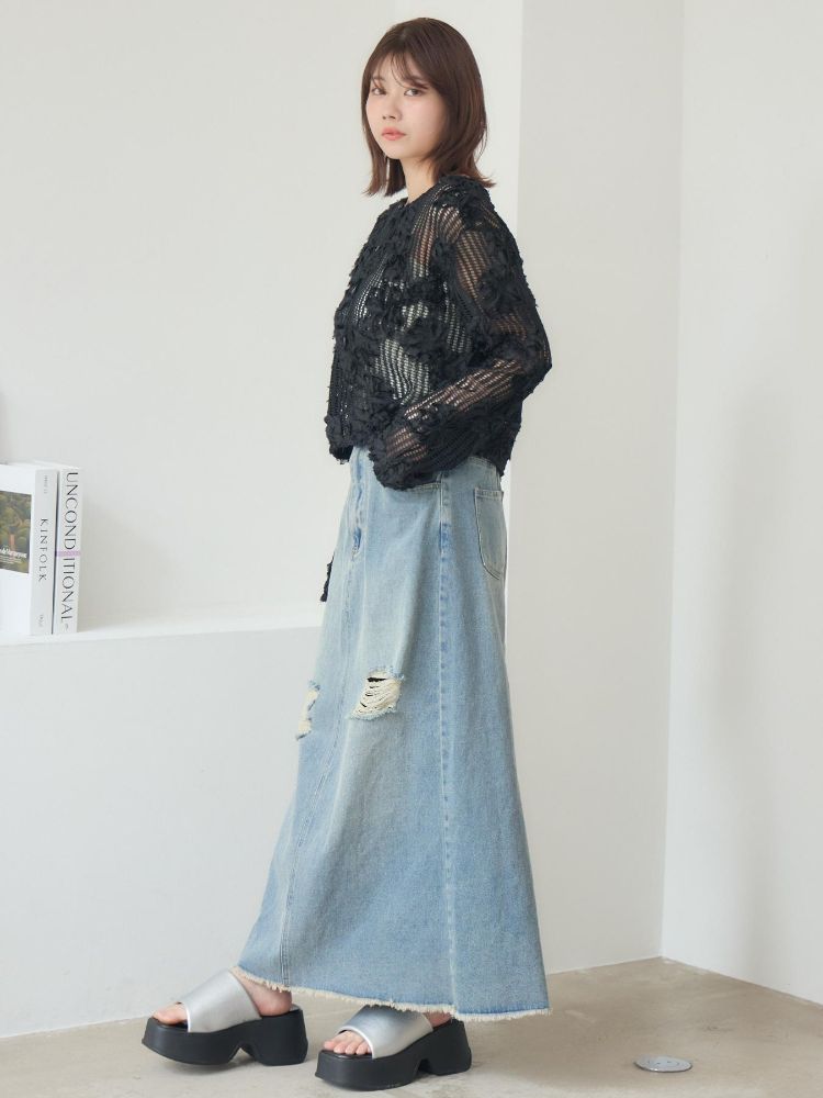 レトロガール RETRO GIRL フラワーメッシュカーデ （BLK1） BLK1