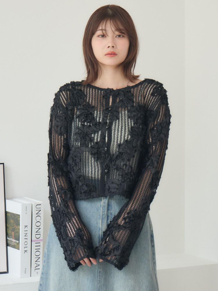 レトロガール RETRO GIRL フラワーメッシュカーデ （BLK1） BLK1