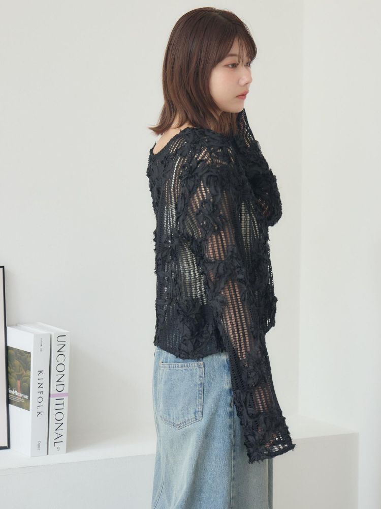 レトロガール RETRO GIRL フラワーメッシュカーデ （BLK1） BLK1