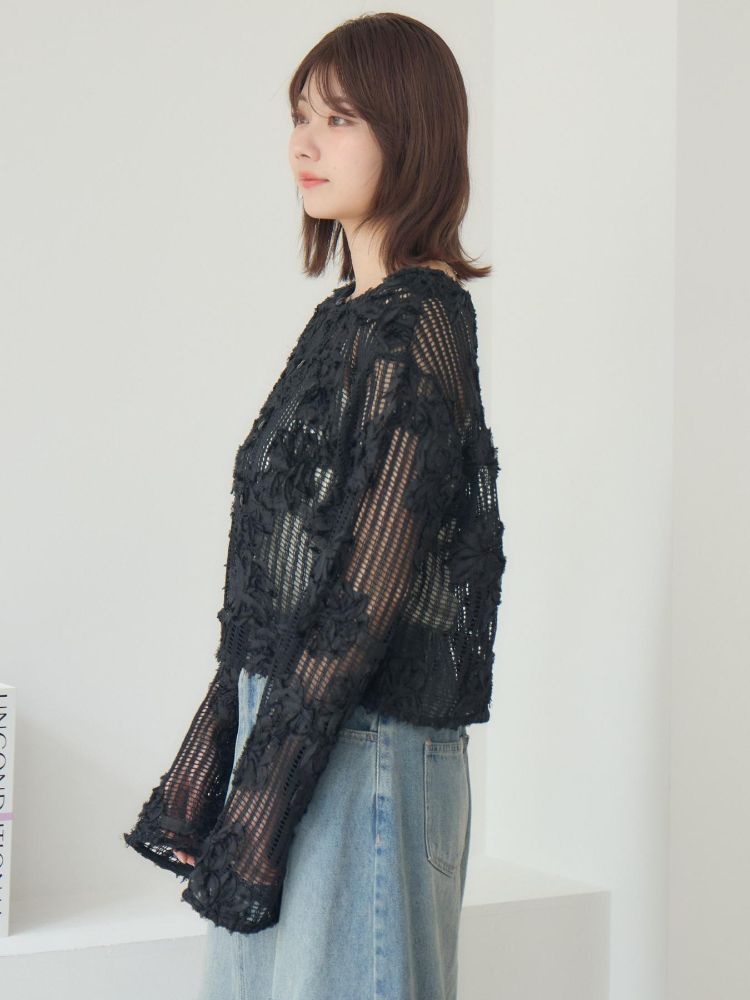 レトロガール RETRO GIRL フラワーメッシュカーデ （BLK1） BLK1