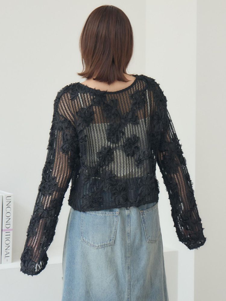 レトロガール RETRO GIRL フラワーメッシュカーデ （BLK1） BLK1