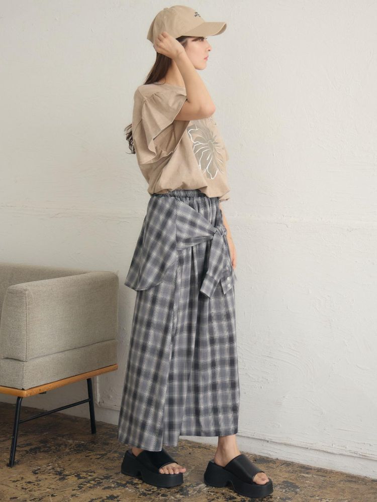 レトロガール RETRO GIRL 花プリント袖フリルTEE （GRY2） GRY2