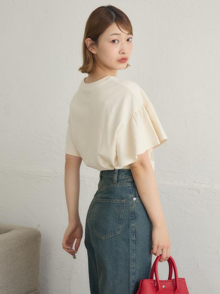 レトロガール RETRO GIRL 花プリント袖フリルTEE （GRY2） GRY2
