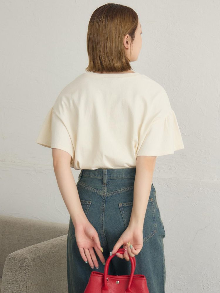 レトロガール RETRO GIRL 花プリント袖フリルTEE （GRY2） GRY2