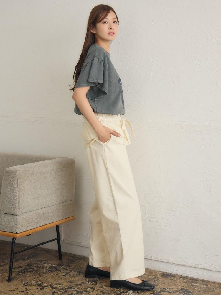 レトロガール RETRO GIRL 花プリント袖フリルTEE （GRY2） GRY2