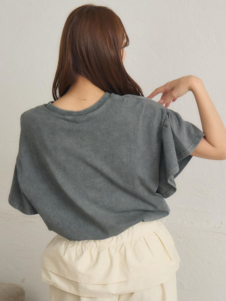 レトロガール RETRO GIRL 花プリント袖フリルTEE （GRY2） GRY2