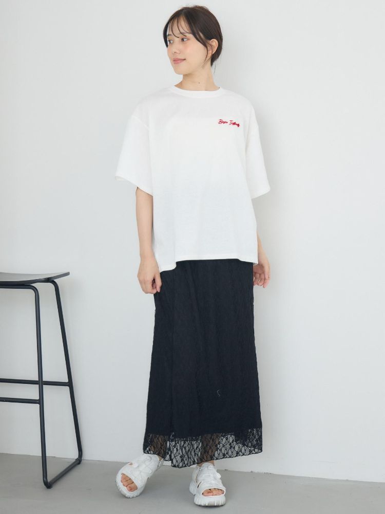 レトロガール RETRO GIRL ブラシ刺繍BIGTEE （WHT2） WHT2