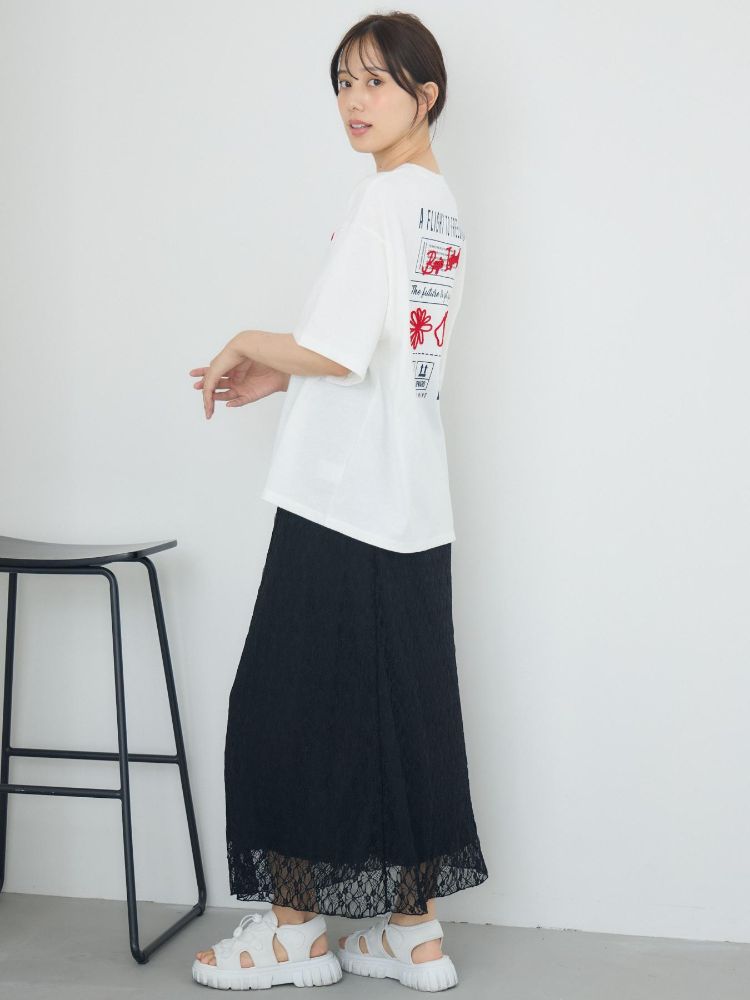 レトロガール RETRO GIRL ブラシ刺繍BIGTEE （WHT2） WHT2