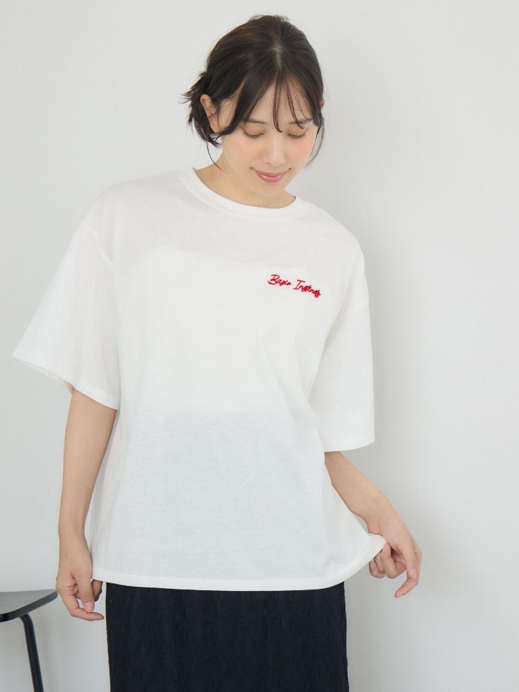 レトロガール RETRO GIRL ブラシ刺繍BIGTEE （WHT2） WHT2