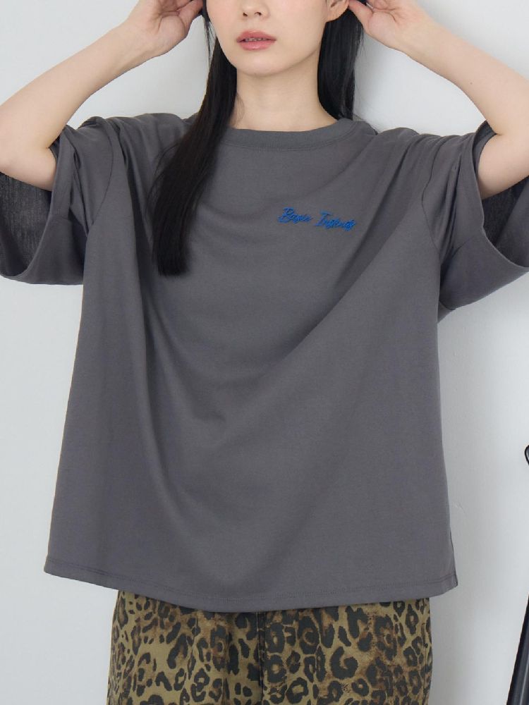 レトロガール RETRO GIRL ブラシ刺繍BIGTEE （GRY2） GRY2
