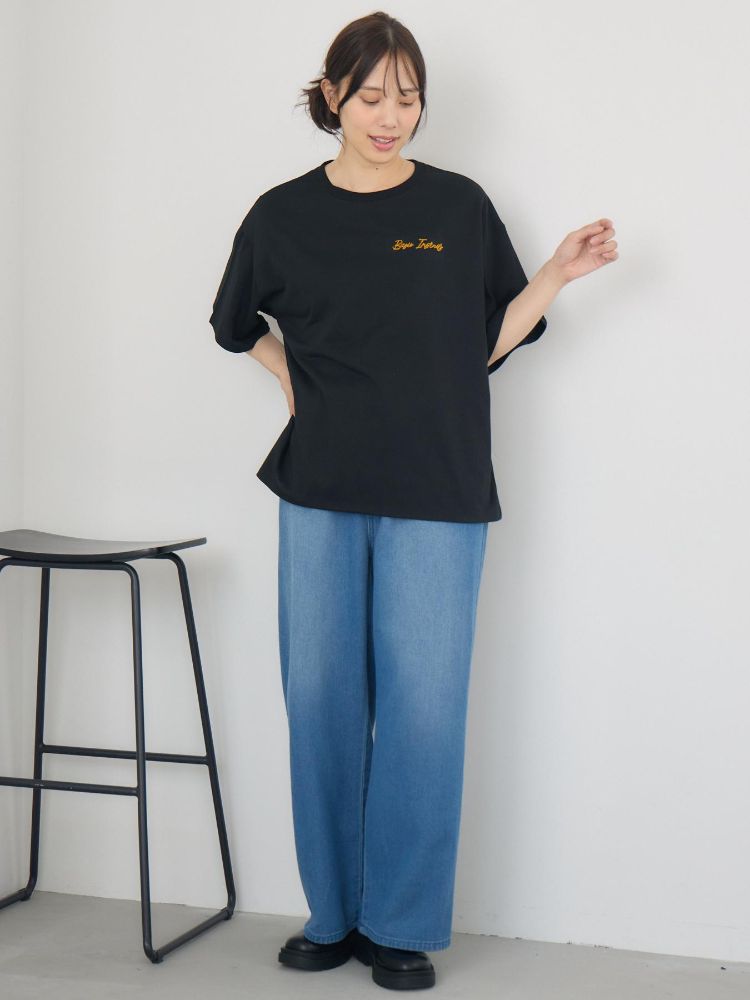 レトロガール RETRO GIRL ブラシ刺繍BIGTEE （GRY2） GRY2