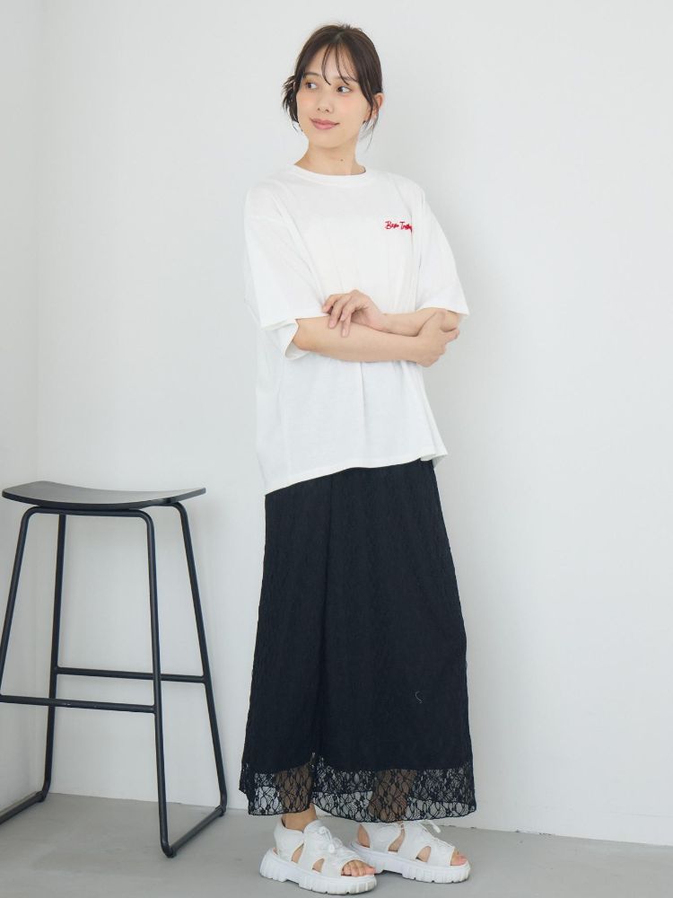 レトロガール RETRO GIRL ブラシ刺繍BIGTEE （GRY2） GRY2