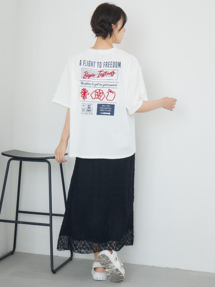 レトロガール RETRO GIRL ブラシ刺繍BIGTEE （GRY2） GRY2