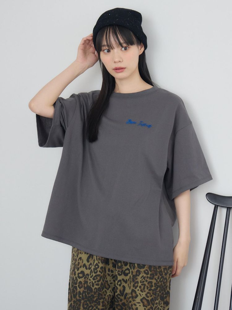 レトロガール RETRO GIRL ブラシ刺繍BIGTEE （GRY2） GRY2
