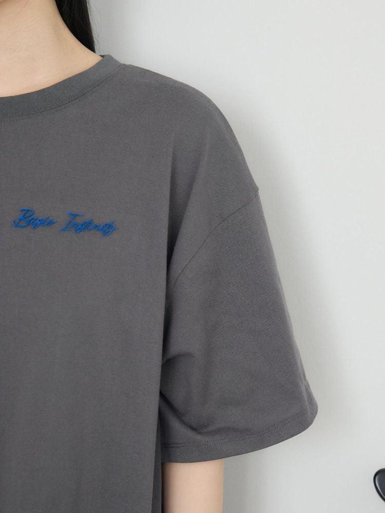 レトロガール RETRO GIRL ブラシ刺繍BIGTEE （GRY2） GRY2