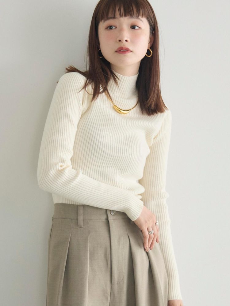 レトロガール RETRO GIRL リブハイネックニット （ホワイト） ホワイト