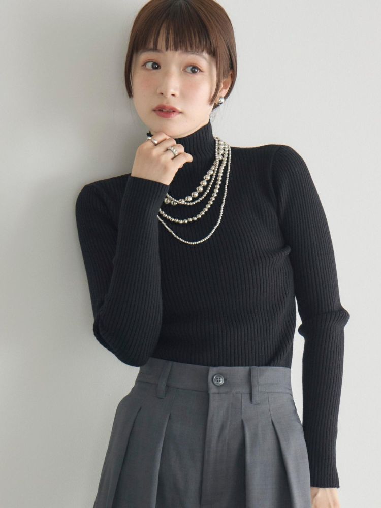 レトロガール RETRO GIRL リブハイネックニット （ブラック） ブラック