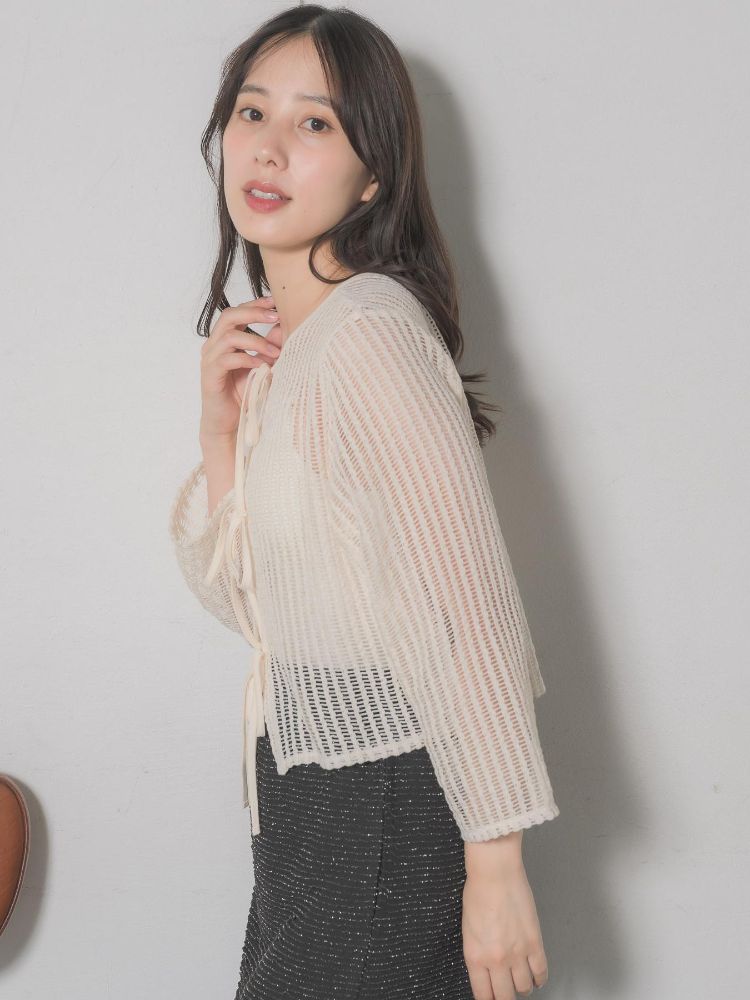 レトロガール RETRO GIRL リボンメッシュカーデ （GRN0） GRN0