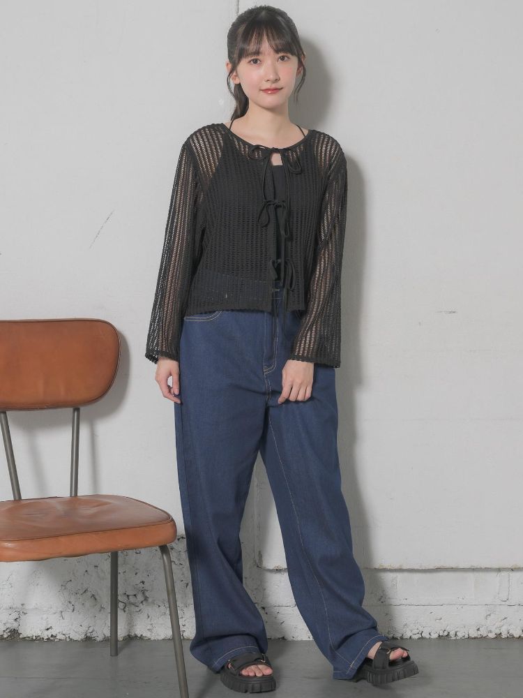 レトロガール RETRO GIRL リボンメッシュカーデ （GRN0） GRN0