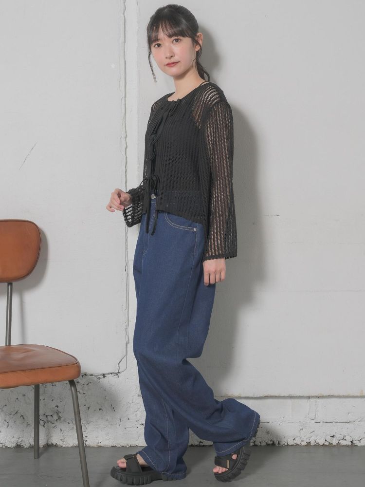 レトロガール RETRO GIRL リボンメッシュカーデ （GRN0） GRN0