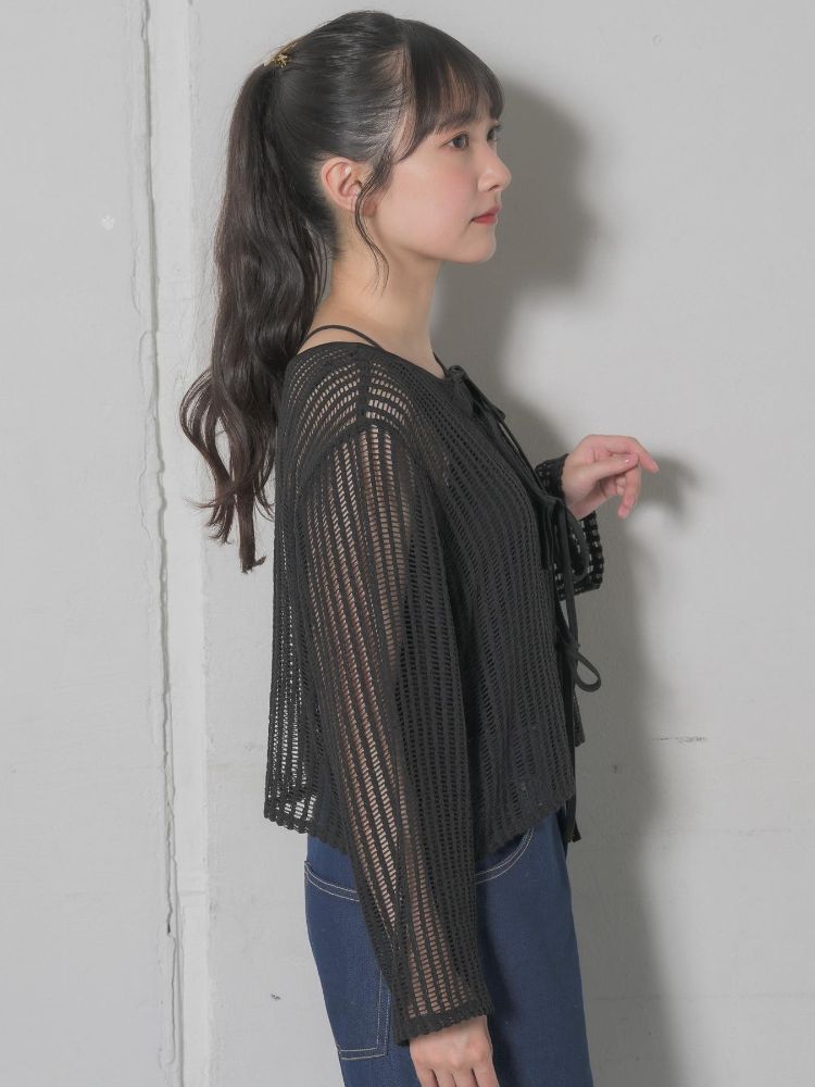 レトロガール RETRO GIRL リボンメッシュカーデ （GRN0） GRN0