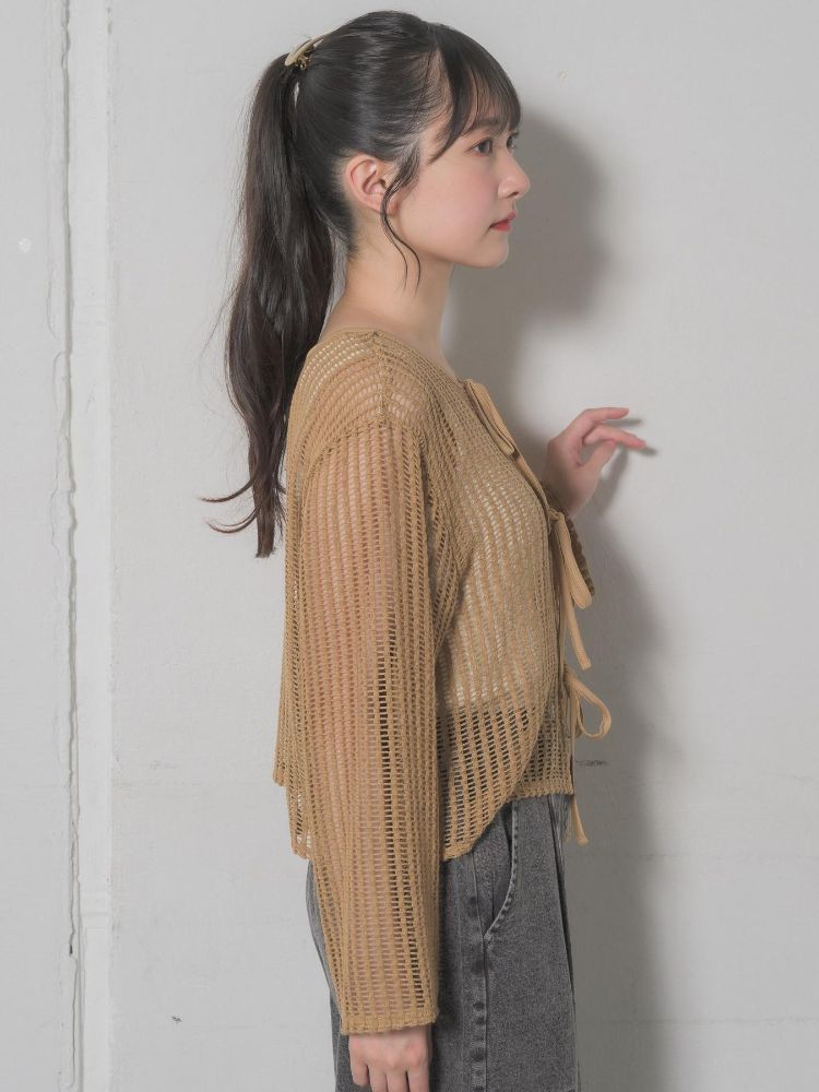 レトロガール RETRO GIRL リボンメッシュカーデ （GRN0） GRN0