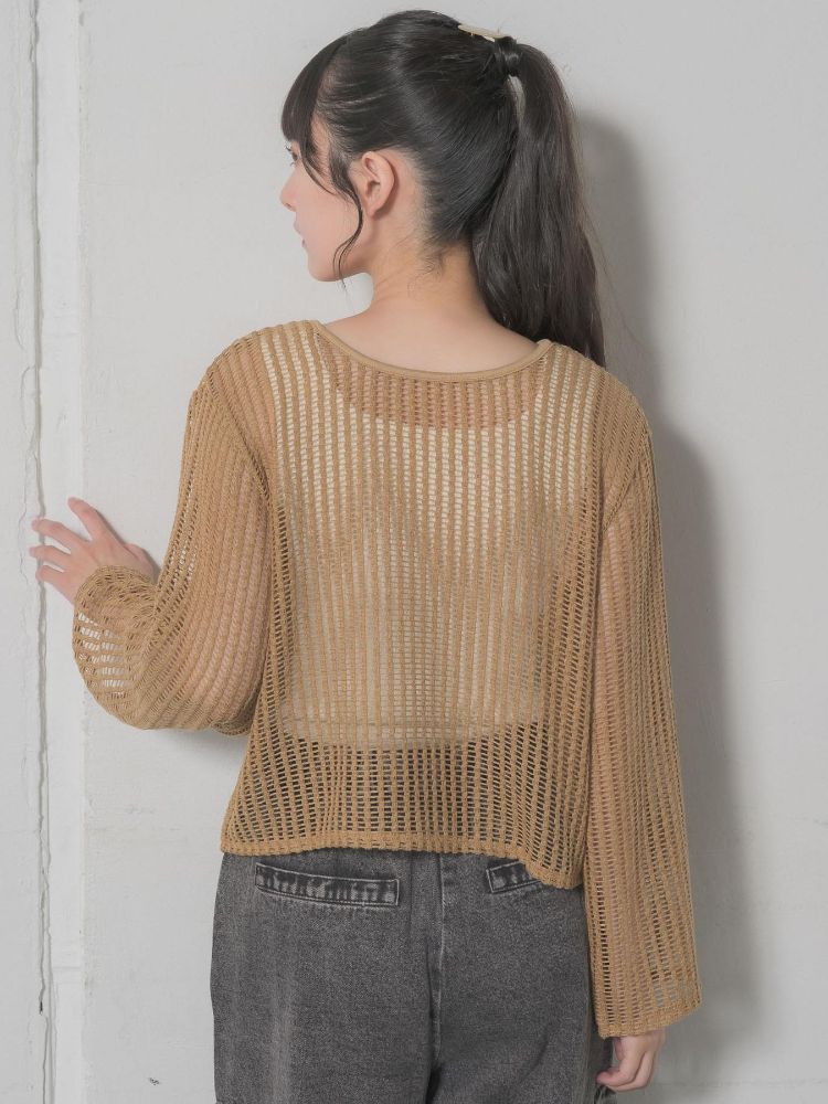 レトロガール RETRO GIRL リボンメッシュカーデ （GRN0） GRN0