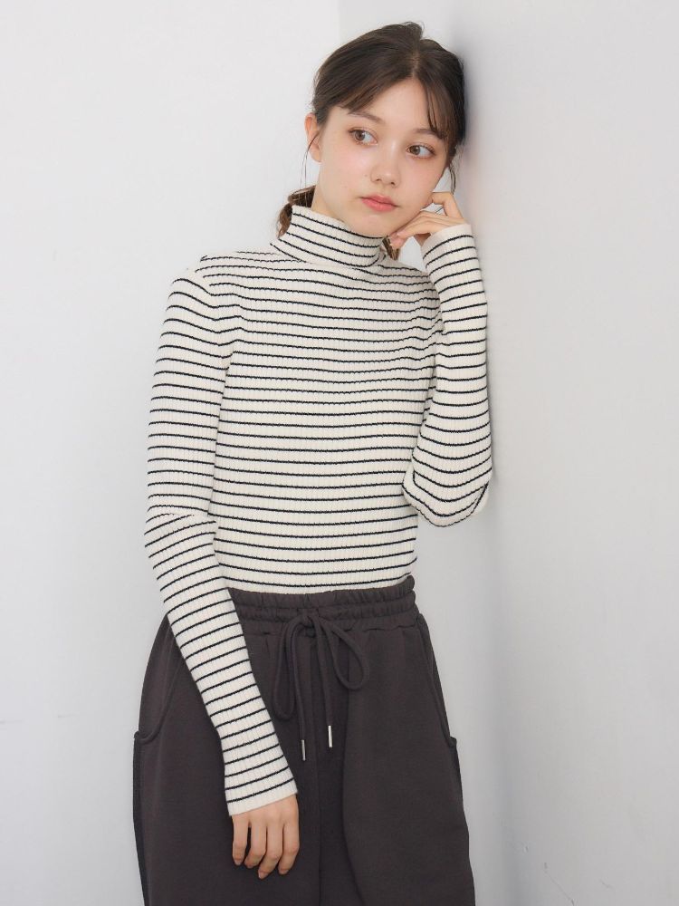 レトロガール RETRO GIRL リブハイネックニット （P/WHT） P/WHT