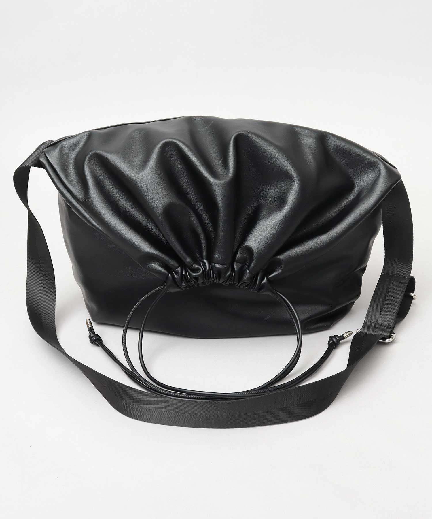 REGiSTA Drawstring Bag Shoulder Bag Synthetic Leather Plain Black