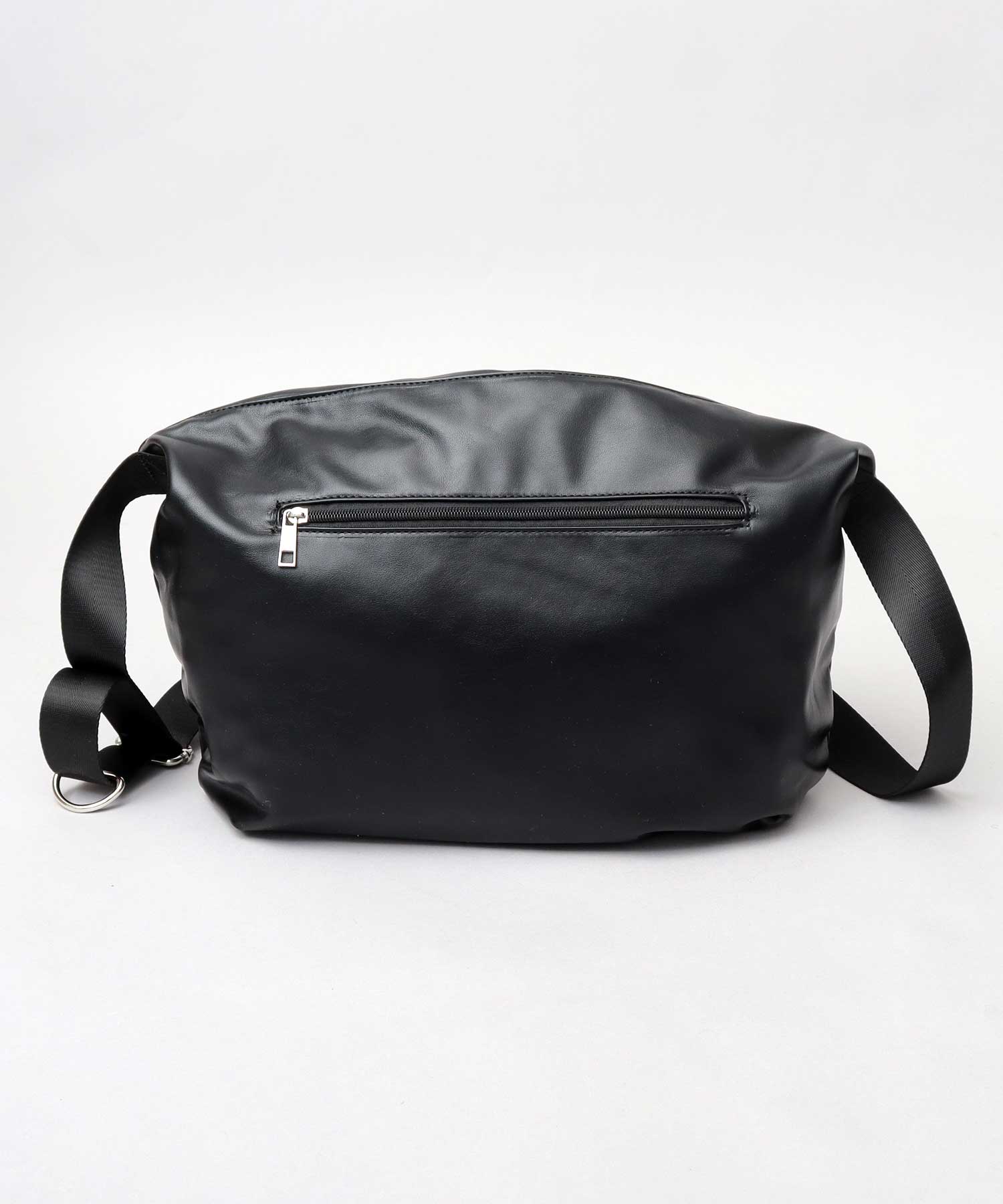 REGiSTA Drawstring Bag Shoulder Bag Synthetic Leather Plain Black