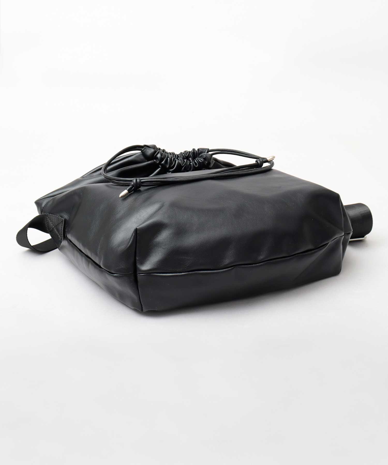 REGiSTA Drawstring Bag Shoulder Bag Synthetic Leather Plain Black