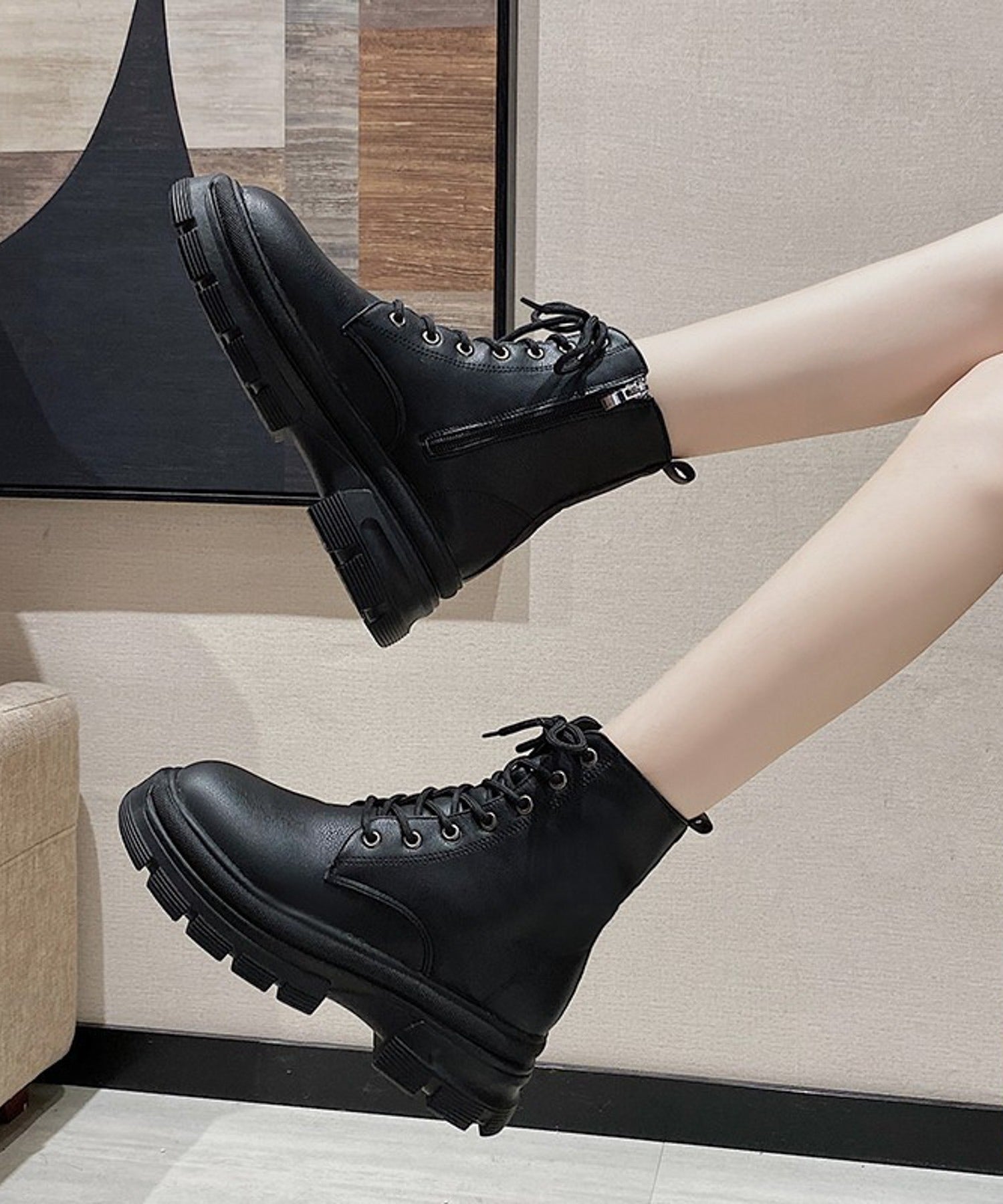 AR/MG 【Un】【LA2317sho】【it】【Lilamusant】 Thick-soled Track Sole Lace-up Boots Platform
