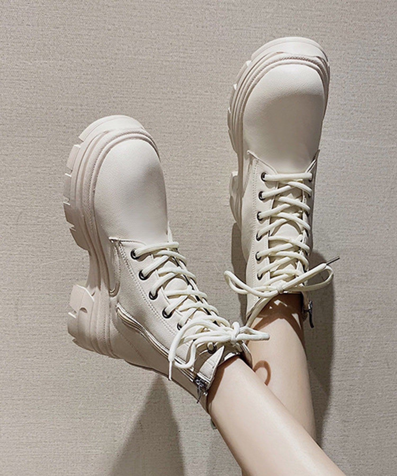 AR/MG 【Un】【LA2317sho】【it】【Lilamusant】 Thick-soled Track Sole Lace-up Boots Platform