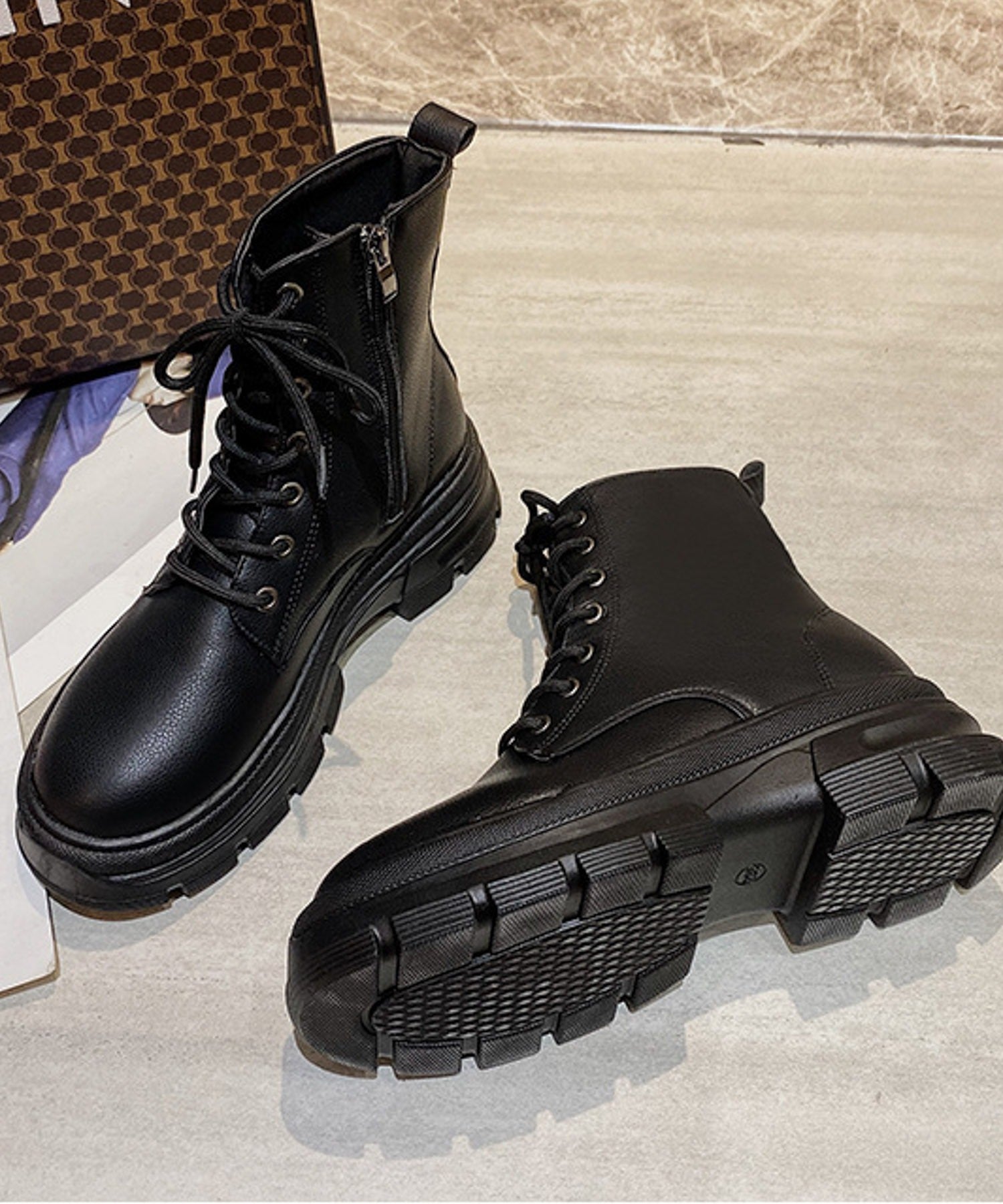AR/MG 【Un】【LA2317sho】【it】【Lilamusant】 Thick-soled Track Sole Lace-up Boots Platform