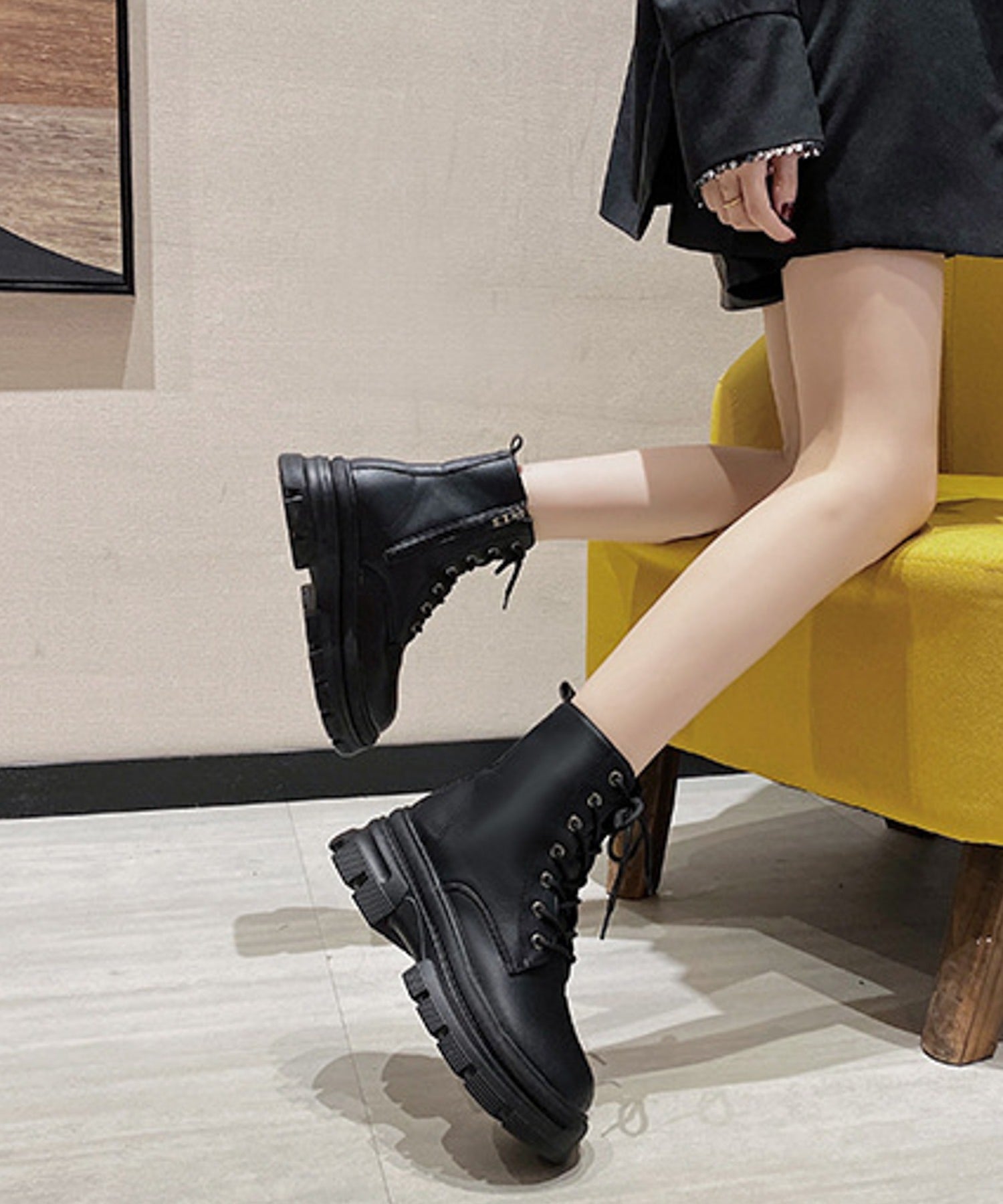 AR/MG 【Un】【LA2317sho】【it】【Lilamusant】 Thick-soled Track Sole Lace-up Boots Platform