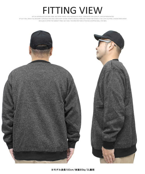 One Colors FIRST DOWN Knit Fleece Sweat Men's Large Size Brushed Back Logo Print Crew Neck Trainer Tops Sweat