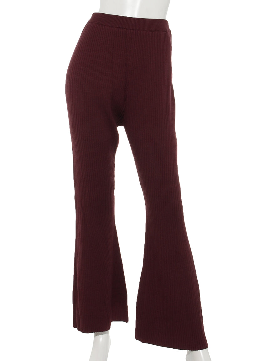 リエンダ rienda Tiered Knit J/W Wide PT （ディープレッド） ディープレッド