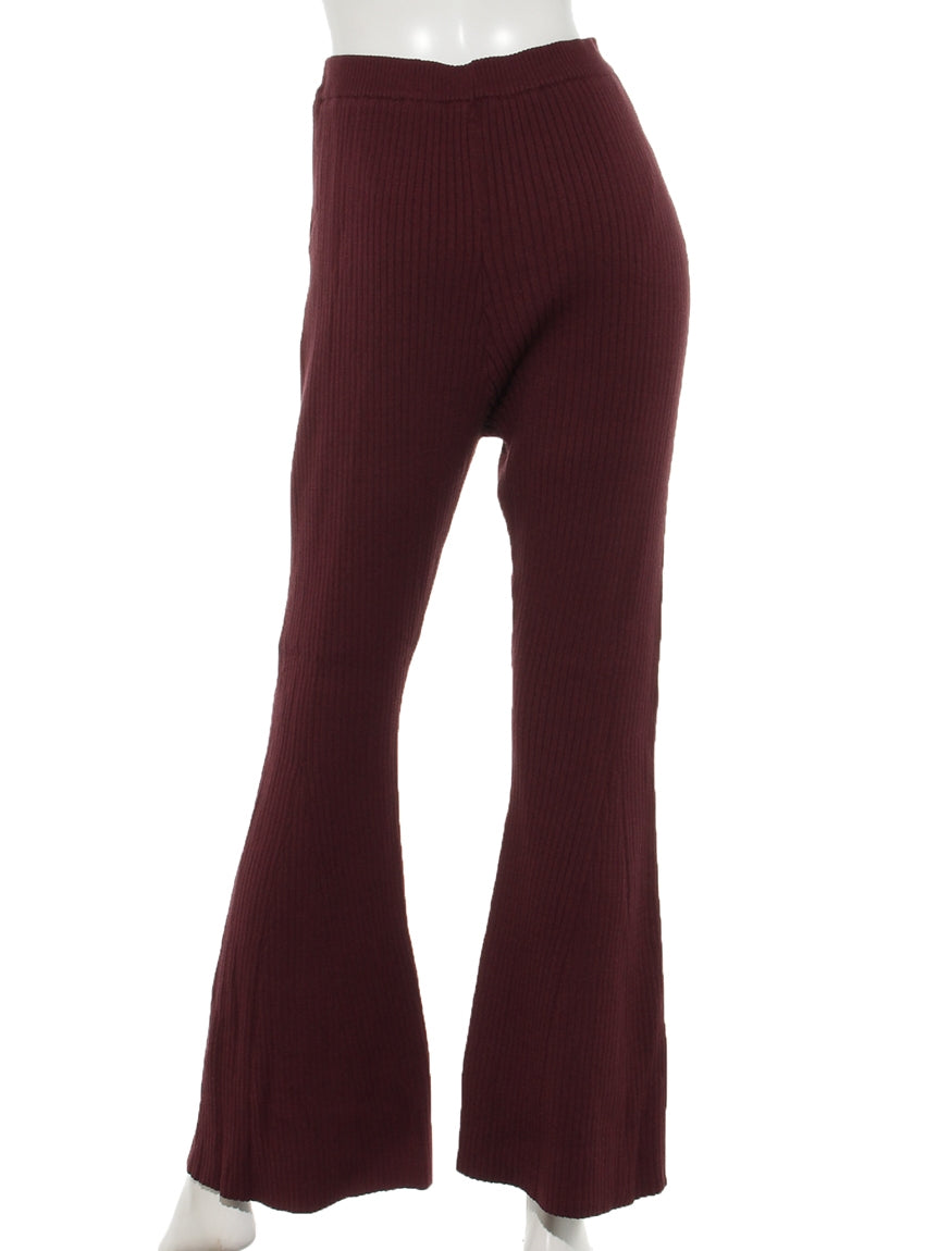 リエンダ rienda Tiered Knit J/W Wide PT （ディープレッド） ディープレッド
