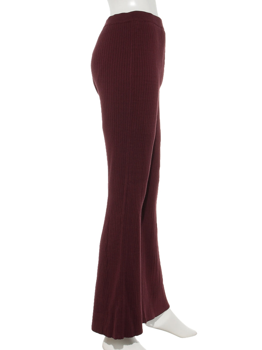 リエンダ rienda Tiered Knit J/W Wide PT （ディープレッド） ディープレッド